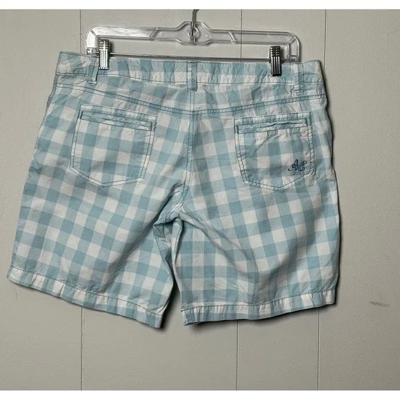 American Eagle Outfitters Women's 100% Cotton Blue Gingham Chino Shorts Size 10 - Picture 2 of 10